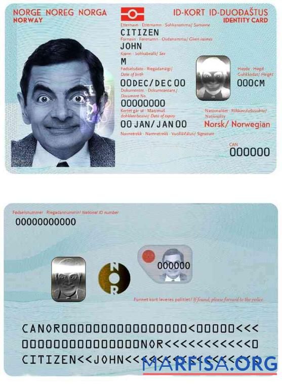 Downloadable Norway ID template